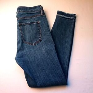 Loft Womens Modern Skinny Mid Rise Medium Wash Jeans Size 4/27 Tiered Raw Edge